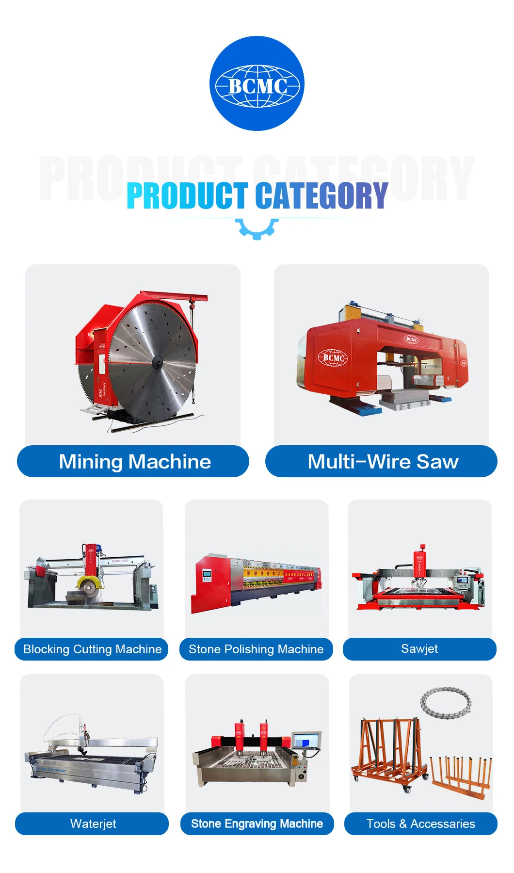 Bcmc 55kw/75W Concrete Crushing Cutting Wire Saw Machine for Granite Marble Stone Block Quarry Squaring Mine with Wire Rope in Brazil France Spain Russi Turkey