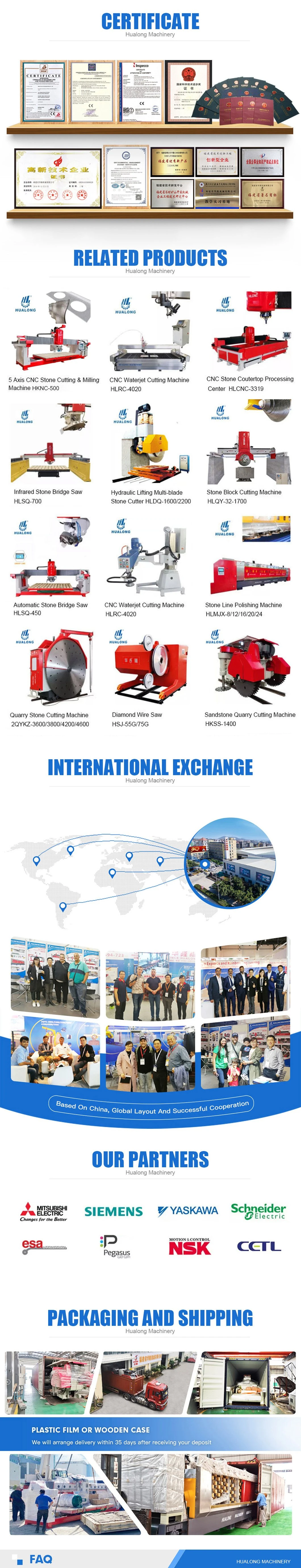 Hualong Chainsaw Diamond Wire Saw Machine for Marble Granite Quartz Block Cutting with Pneumatic &amp; Electrical Drilling Machine in Australia/Indonesia/Ethiopia