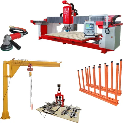 Italian Software Hualong Machinery 5 Axis CNC Bridge Saw Stone Cutting Machine for Granite Marble Quartz Porcelain Countertop Tiles Making Machine in Canada